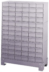 Durham - 72 Bin Bin Shelving Unit with Drawers - 34-1/8 Inch Overall Width x 12-1/4 Inch Overall Depth x 48-1/8 Inch Overall Height, Gray Steel Bins - Exact Tooling