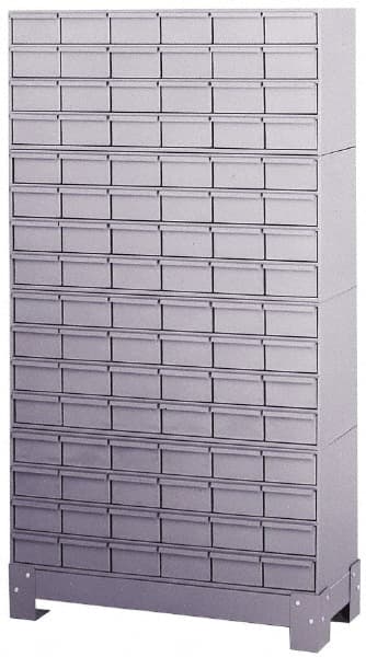 Durham - 96 Bin Bin Shelving Unit with Drawers - 34-1/8 Inch Overall Width x 12-1/4 Inch Overall Depth x 62-1/2 Inch Overall Height, Gray Steel Bins - Exact Tooling