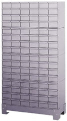 Durham - 96 Bin Bin Shelving Unit with Drawers - 34-1/8 Inch Overall Width x 12-1/4 Inch Overall Depth x 62-1/2 Inch Overall Height, Gray Steel Bins - Exact Tooling