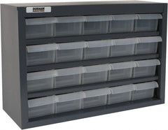 Durham - 20 Drawer, Small Parts Steel Storage Cabinet w/Plastic Drawers - 6-3/8" Deep x 16-3/4" Wide x 12" High - Exact Tooling