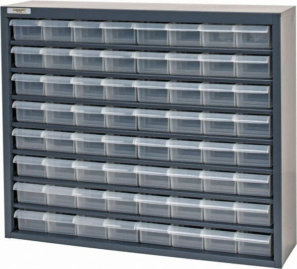 Durham - 64 Drawer, Small Parts Steel Storage Cabinet w/Plastic Drawers - 6-3/8" Deep x 25-7/8" Wide x 21-3/8" High - Exact Tooling