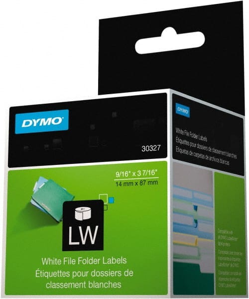 Dymo - 9/16" Wide x 3-7/16" Long, White File Folder Label - For DYMO LabelWriter Printers - Exact Tooling