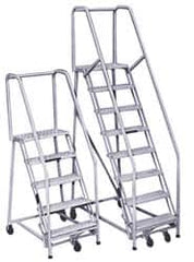 PW Platforms - 2 Step Ladder - Rolling Safety Ladder, 300 Lb Capacity, 20" Platform Height, 20" Base Width x 22" Base Depth, Perforated Tread - Exact Tooling
