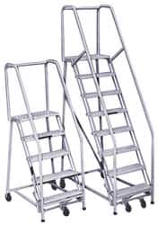 PW Platforms - 9 Step Ladder - Rolling Safety Ladder, 300 Lb Capacity, 90" Platform Height, 32" Base Width x 67" Base Depth - Exact Tooling