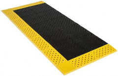 Notrax - 6' Long, Dry/Wet Environment, Anti-Fatigue Matting - Black with Yellow Borders, Vinyl with Vinyl Base, Beveled on 3 Sides - Exact Tooling