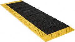 Notrax - 8' Long, Dry/Wet Environment, Anti-Fatigue Matting - Black with Yellow Borders, Vinyl with Vinyl Base, Beveled on 3 Sides - Exact Tooling