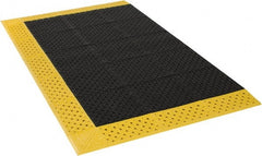 Notrax - 6' Long, Dry/Wet Environment, Anti-Fatigue Matting - Black with Yellow Borders, Vinyl with Vinyl Base, Beveled on 3 Sides - Exact Tooling