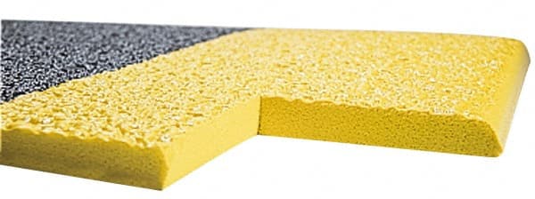 Wearwell - 20' Long x 3' Wide, Dry Environment, Anti-Fatigue Matting - Black with Yellow Borders, Urethane with Vinyl Sponge Base, Rounded on 4 Sides - Exact Tooling