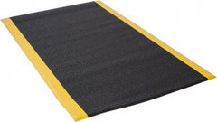 Wearwell - 5' Long x 3' Wide, Dry Environment, Anti-Fatigue Matting - Black with Yellow Borders, Urethane with Vinyl Sponge Base, Rounded on 4 Sides - Exact Tooling