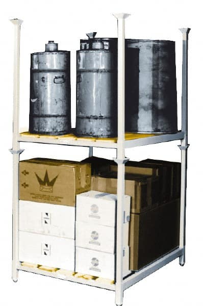 Made in USA - 4,000 Lb Capacity Portable Stacking Rack with Decking - 60" Wide x 48" Deep, Gray - Exact Tooling