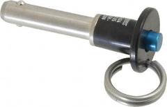 Jergens - 5/16" Diam, 1" Usable Length, Button Handle, Push Button Quick Release Pin - 2-1/4" Overall Length, Grade 17-4 Stainless Steel, Passivated Finish - Exact Tooling