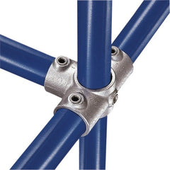 Kee - 2" Pipe, Side Outlet Tee, Side Outlet Cross, Malleable Iron Cross Pipe Rail Fitting - Galvanized Finish - Exact Tooling