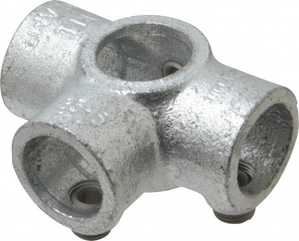 Kee - 3/4" Pipe, Side Outlet Tee, Side Outlet Cross, Malleable Iron Cross Pipe Rail Fitting - Galvanized Finish - Exact Tooling