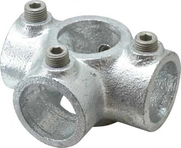 Kee - 1" Pipe, Side Outlet Tee, Side Outlet Cross, Malleable Iron Cross Pipe Rail Fitting - Galvanized Finish - Exact Tooling