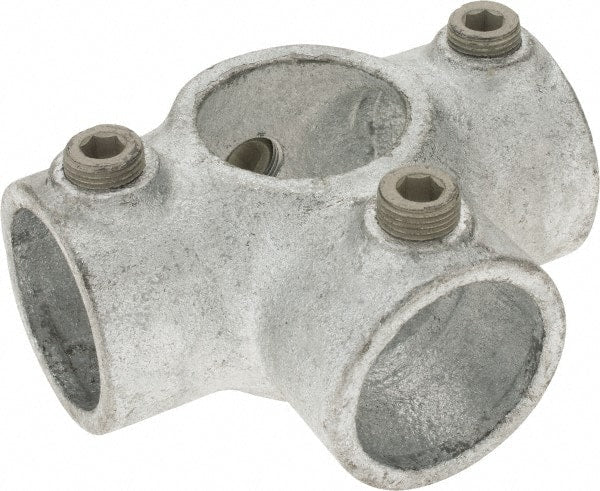 Kee - 1-1/4" Pipe, Side Outlet Tee, Malleable Iron Tee Pipe Rail Fitting - Galvanized Finish - Exact Tooling