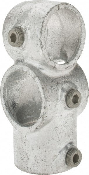 Kee - 1-1/2" Pipe, Socket Tee & Crossover, Malleable Iron Tee & Crossover Pipe Rail Fitting - Galvanized Finish - Exact Tooling