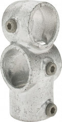 Kee - 1-1/2" Pipe, Socket Tee & Crossover, Malleable Iron Tee & Crossover Pipe Rail Fitting - Galvanized Finish - Exact Tooling