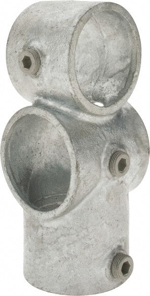 Kee - 2" Pipe, Socket Tee & Crossover, Malleable Iron Tee & Crossover Pipe Rail Fitting - Galvanized Finish - Exact Tooling