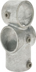 Kee - 2" Pipe, Socket Tee & Crossover, Malleable Iron Tee & Crossover Pipe Rail Fitting - Galvanized Finish - Exact Tooling
