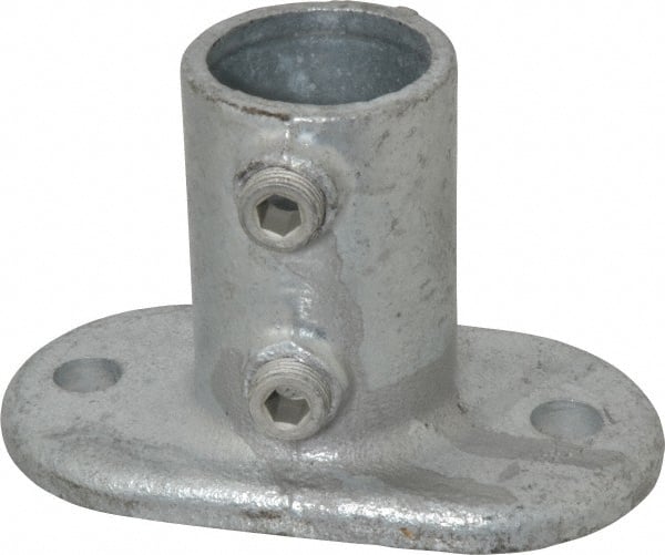 Kee - 1-1/4" Pipe, Railing Flange, Malleable Iron Flange Pipe Rail Fitting - Galvanized Finish - Exact Tooling