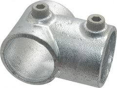 Kee - 1-1/2" Pipe, Single Socket Tee, Malleable Iron Tee Pipe Rail Fitting - Galvanized Finish - Exact Tooling