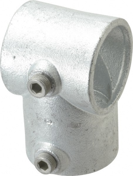 Kee - 2" Pipe, Single Socket Tee, Malleable Iron Tee Pipe Rail Fitting - Galvanized Finish - Exact Tooling