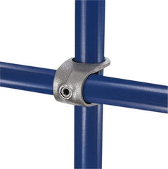 Kee - 3/4" Pipe, Clamp-On Crossover, Malleable Iron Cross Pipe Rail Fitting - Galvanized Finish - Exact Tooling