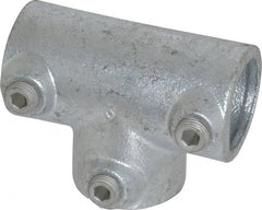 Kee - 1" Pipe, 90° Three Socket Tee, Malleable Iron Tee Pipe Rail Fitting - Galvanized Finish - Exact Tooling