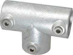 Kee - 1-1/2" Pipe, 90° Three Socket Tee, Malleable Iron Tee Pipe Rail Fitting - Galvanized Finish - Exact Tooling