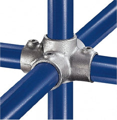 Kee - 1" Pipe, Four Socket Cross, Malleable Iron Cross Pipe Rail Fitting - Galvanized Finish - Exact Tooling