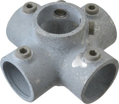Kee - 1-1/2" Pipe, Four Socket Cross, Malleable Iron Cross Pipe Rail Fitting - Galvanized Finish - Exact Tooling
