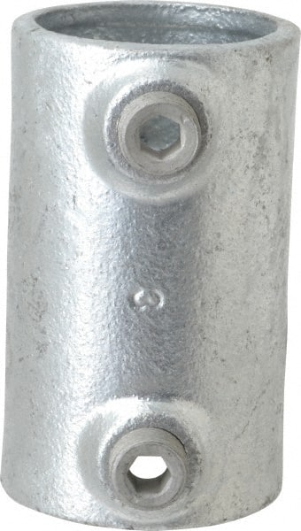 Kee - 1-1/2" Pipe, Malleable Iron Straight Coupling Pipe Rail Fitting - Galvanized Finish - Exact Tooling