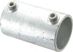 Kee - 2" Pipe, Malleable Iron Straight Coupling Pipe Rail Fitting - Galvanized Finish - Exact Tooling