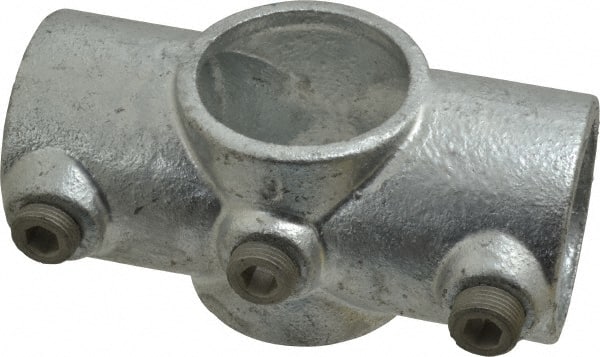 Kee - 1-1/2" Pipe, Two Socket Cross, Malleable Iron Cross Pipe Rail Fitting - Galvanized Finish - Exact Tooling