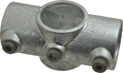 Kee - 1-1/2" Pipe, Two Socket Cross, Malleable Iron Cross Pipe Rail Fitting - Galvanized Finish - Exact Tooling