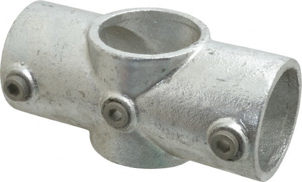 Kee - 2" Pipe, Two Socket Cross, Malleable Iron Cross Pipe Rail Fitting - Galvanized Finish - Exact Tooling