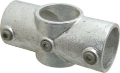 Kee - 2" Pipe, Two Socket Cross, Malleable Iron Cross Pipe Rail Fitting - Galvanized Finish - Exact Tooling