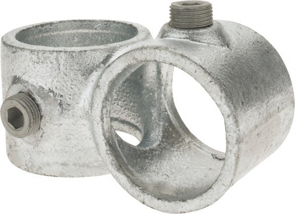 Kee - 1-1/2" Pipe, Crossover, Malleable Iron Cross Pipe Rail Fitting - Galvanized Finish - Exact Tooling