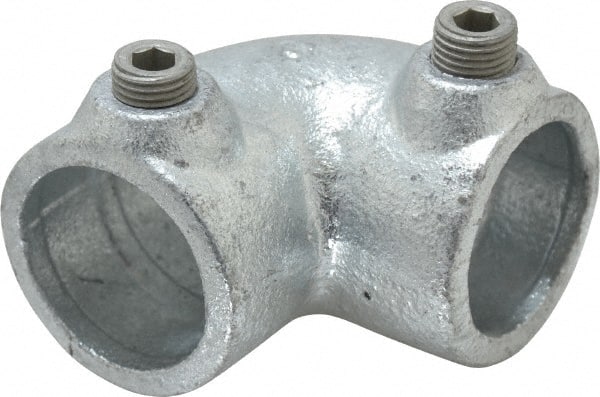 Kee - 1" Pipe, 90° Elbow, Malleable Iron Elbow Pipe Rail Fitting - Galvanized Finish - Exact Tooling