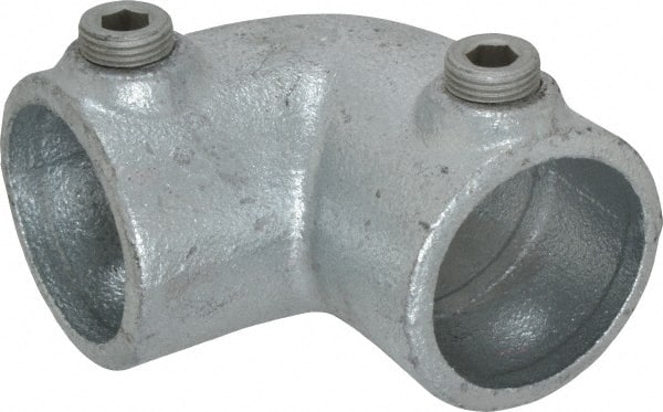 Kee - 1-1/4" Pipe, 90° Elbow, Malleable Iron Elbow Pipe Rail Fitting - Galvanized Finish - Exact Tooling