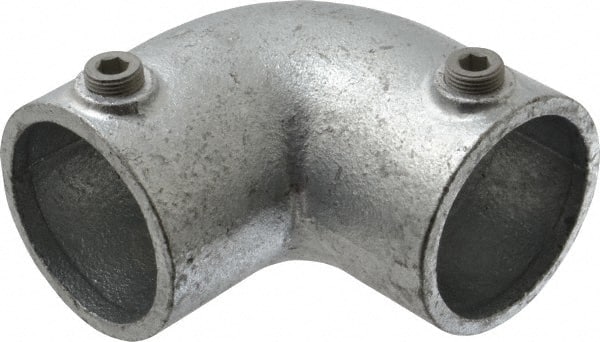 Kee - 2" Pipe, 90° Elbow, Malleable Iron Elbow Pipe Rail Fitting - Galvanized Finish - Exact Tooling