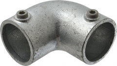 Kee - 2" Pipe, 90° Elbow, Malleable Iron Elbow Pipe Rail Fitting - Galvanized Finish - Exact Tooling