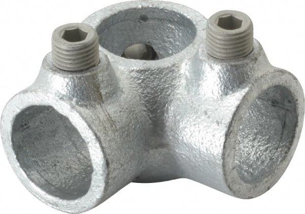 Kee - 3/4" Pipe, Side Outlet Tee, Malleable Iron Tee Pipe Rail Fitting - Galvanized Finish - Exact Tooling