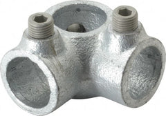 Kee - 3/4" Pipe, Side Outlet Tee, Malleable Iron Tee Pipe Rail Fitting - Galvanized Finish - Exact Tooling