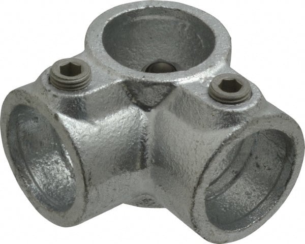 Kee - 1" Pipe, Side Outlet Tee, Malleable Iron Tee Pipe Rail Fitting - Galvanized Finish - Exact Tooling