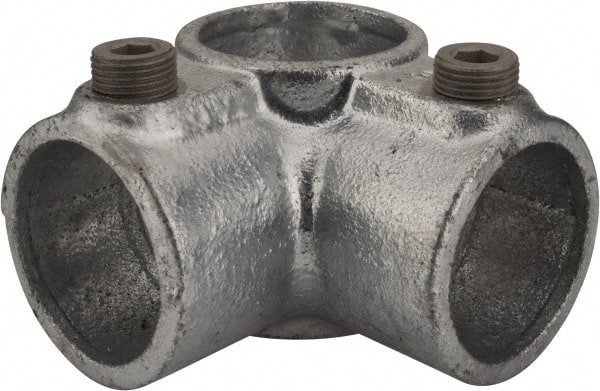 Kee - 1-1/4" Pipe, Side Outlet Tee, Malleable Iron Tee Pipe Rail Fitting - Galvanized Finish - Exact Tooling