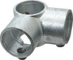 Kee - 1-1/2" Pipe, Side Outlet Tee, Malleable Iron Tee Pipe Rail Fitting - Galvanized Finish - Exact Tooling