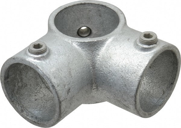 Kee - 2" Pipe, 90° Two Socket Tee, Malleable Iron Tee Pipe Rail Fitting - Galvanized Finish - Exact Tooling