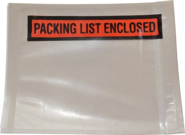 Nifty Products - 1,000 Piece, 5-1/2" Long x 4-1/2" Wide, Envelope - Packing List Enclosed, Clear - Exact Tooling