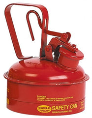 Eagle - 2 Qt Galvanized Steel Type I Safety Can - 8-3/4" High x 6-3/4" Diam, Red with Yellow - Exact Tooling